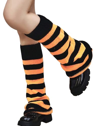 Image of WODECASA Girls Kawaii Leg Warmers Knitted Flared Leg Sleeves Goth Crochet Baggy Cuff Ankle Heap Socks