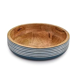 Decorative Bowls Mango Wood for Home Décor Unique Table Centerpieces, Wooden Home Decor Accents for Farmhouse Rustic Style (10″ X 10″ X 2.5″)