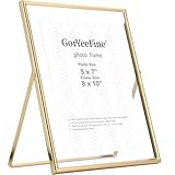 Gold 8x10' Floating Picture Frame Fits(5x7'',6x8'&7x9') Photos Adjustable TabletopShelf Display Premium Gift picture frame 5x7'' for Wedding,Thanksgiving,Christmas Home & Office Decor