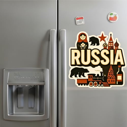 Image of Souvenir Fridge Magnet | 4x3 Inch Collectible Travel Decor | Strong & Durable Refrigerator Magnet with Iconic Landmarks for Travelers (Russia)