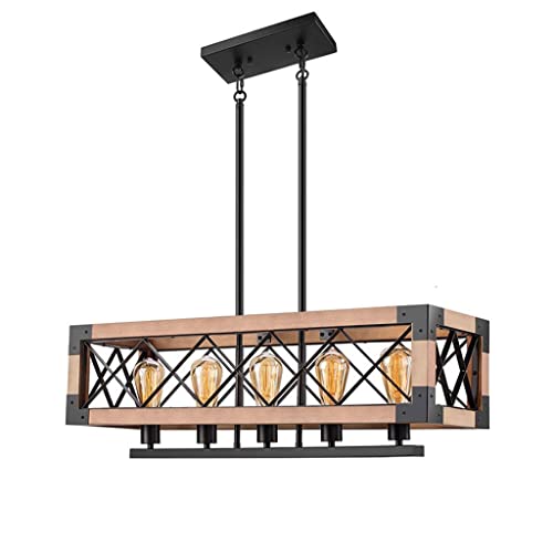 Lustre industriel vintage bois massif pour sublimer un salon sombre