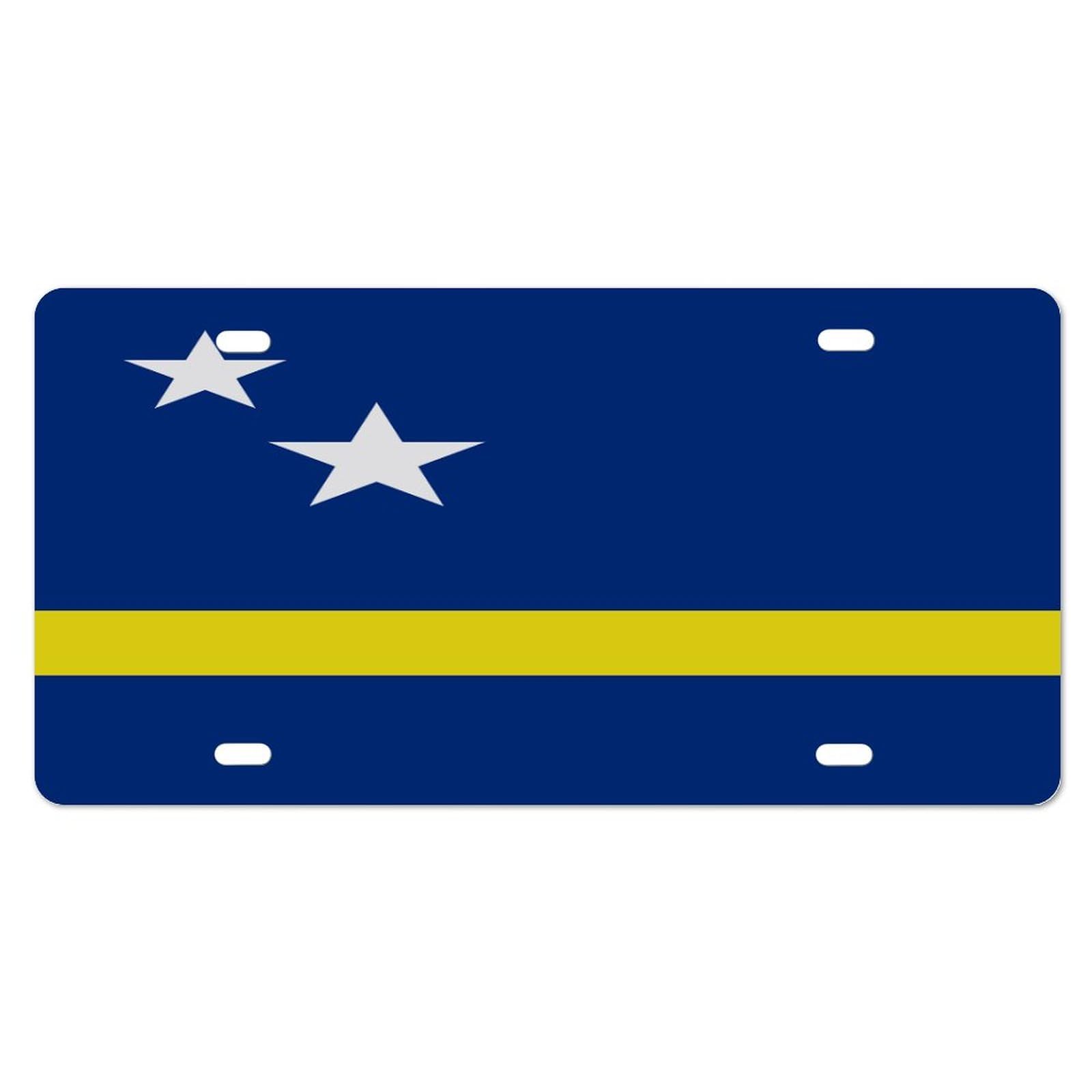 Curacao License Plate for Front of Car Size 6x12 Inch Rust-Free Curacao National Flag Metal License Plate Aluminum Novelty License Plate Car Tags Gift for New Car