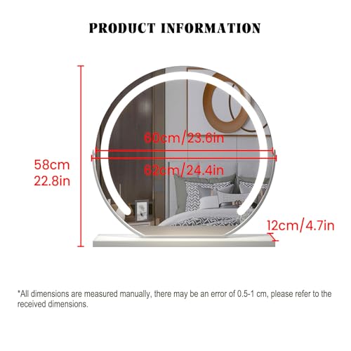 Miroir de salle de bain LED avec fixation murale et 3 températures de couleur - 4