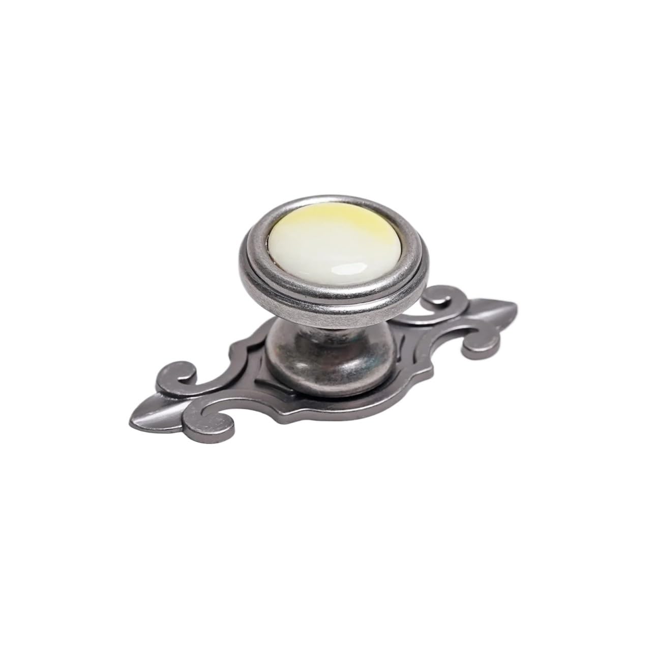 Qvorlth Yellow Vintage Cabinet Pulls 4Pcs Vintage Chinese Ceramic Cabinet Knob With Base Drawer Handle Cupboard Door Furniture Hardware Screw (Yellow)