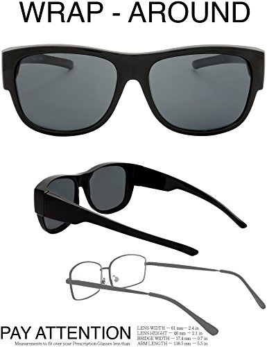 Image of The Fresh High Definition Polarized Wrap Around Shield Sunglasses for Glasses - Leather Eyeglasses Case