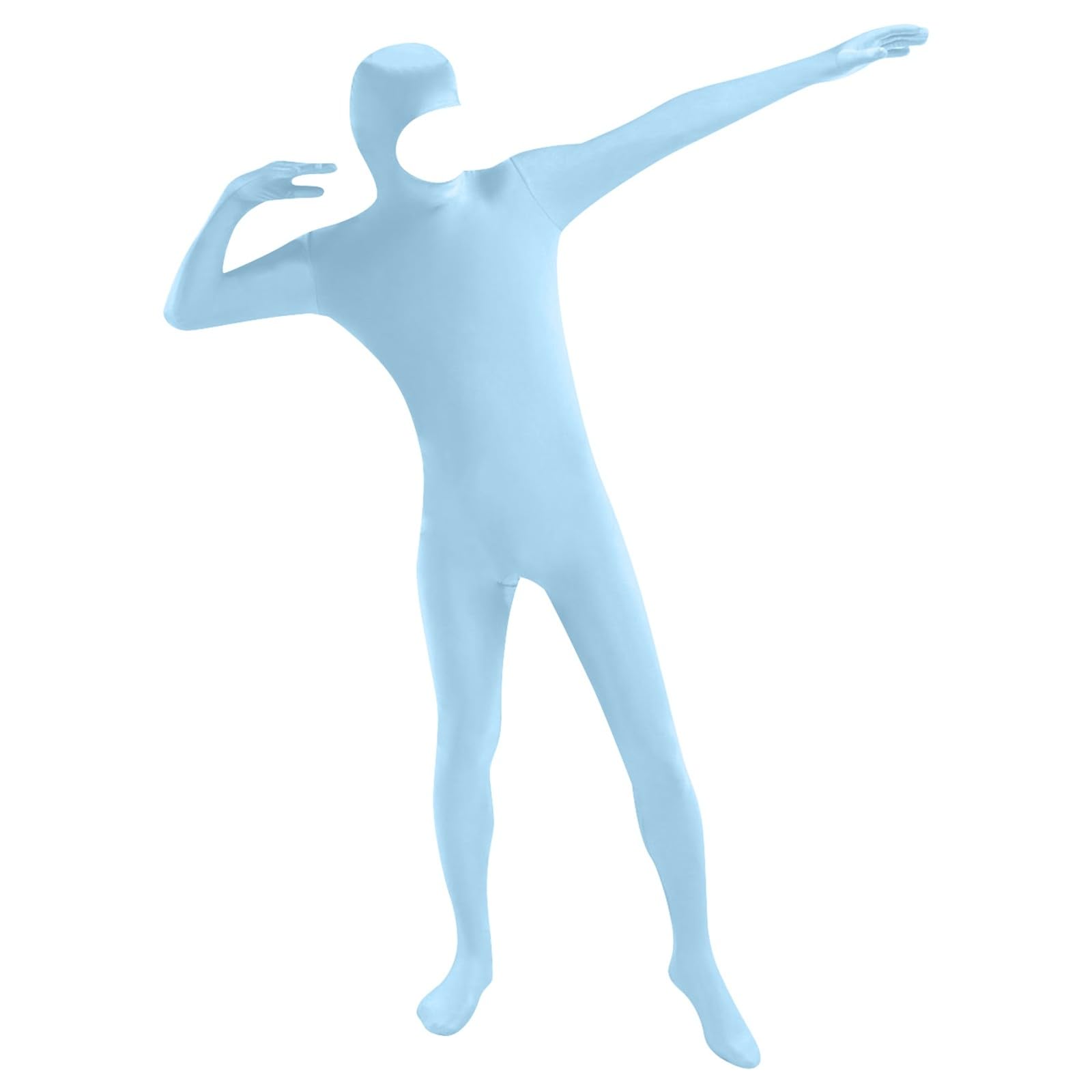 Unisex Adults Zentai Suit for Men Women Halloween Suit Full Body Open Face Bodysuit Original Bodysuit Fancy Dress 1 Piece Long Sleeve Bodysuits Slim Fit Jumpsuit Solid Onesie Stage Show Light Blue