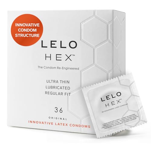 LELO HEX Original Ultra Thin Condoms with Increased Strength, Male Condom, Lubricated Condoms for Men, 2.12-Inch/54 mm Diameter (36 Pack)