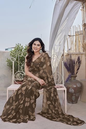 Image of MIRCHI FASHION Saree for Woman Chiffon Floral Printed | Lightweight Comfortable Daily Wear Women's Sari with Unstitched Blouse Piece (Available in 15 Colors)