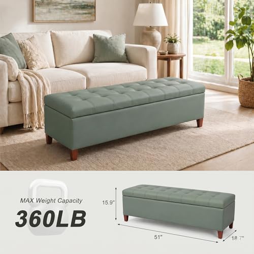 Image of Ottoman with Storage 51 Inch End of Bed Storage Bench