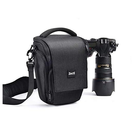 Medium Camera Case, Zecti DSLR Camera Bag Waterproof with Modular Inserts for Nikon, Canon, Sony, Fuji Instax, Mirrorless Cameras and Lenses Accessories- Black