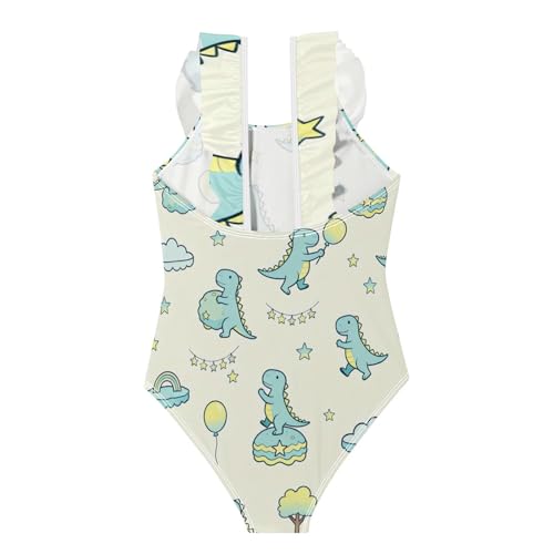 Traje de baño para niña SyXIOP con estampado de dinosaurios azules y volantes de 3 a 6 años 3