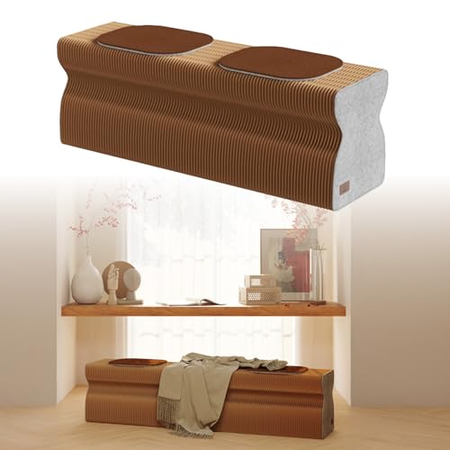 CTREVL ペーパースツール 折り畳み式 折りたたみ式ペーパーソファ ペーパーベンチ 伸縮自由 省スペース 長さ1.2m?3m 組立不要 クッション付き 多用途ベンチ ソファ兼用 アコーディオン 椅子 折りたたみ紙スツール オフィス・会議・展示・ショップ