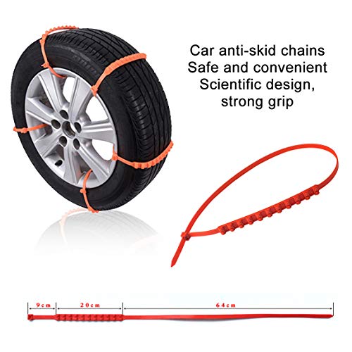 soyond Snow Chains Car Anti Slip Snow Tire Chains Adjustable Anti-Skid Chains Car Tire Snow Chains for Car/SUV/Trucks-Set of 6 Width 165-255mm/6.4-10.1''