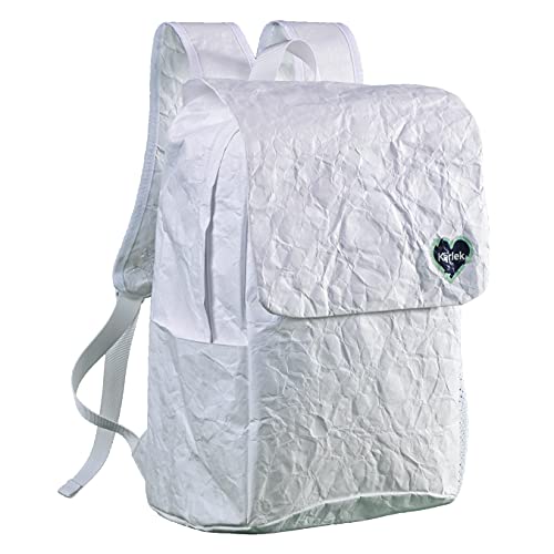Karlek Tyvek Papierrucksack, leicht, wetterbeständig, Freizeittasche für Damen und Herren, Schulbuchtasche für Kinder, Laptoptasche - Weiß - Einheitsgröße Cover