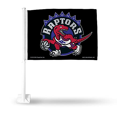 NBA Rico Industries Toronto Raptors Retro Double Sided Car Flag - 16" x 19" - Strong Pole That Hooks onto Car/Truck/Automobile
