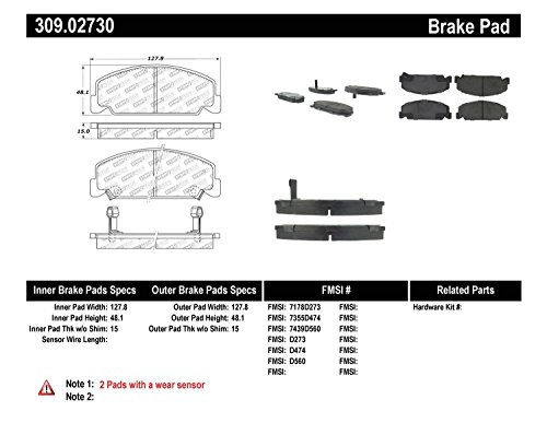 Image of StopTech 309.02730 Sport Brake Pads with Shims and Hardware , Black