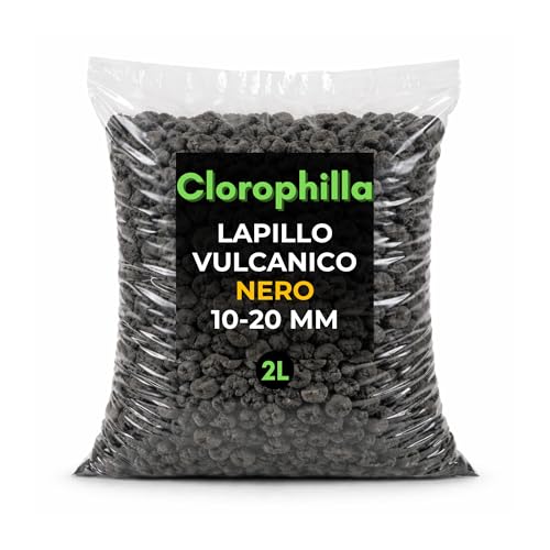 Clorophilla Lapillo Vulcanico Nero 10–20 mm – Substrato Drenante e Decorativo per Piante, Bonsai, Terrarium e Acquari – Inerte Naturale per Drenaggio e Aerazione Radici – Qualità Premium (2 Litri)