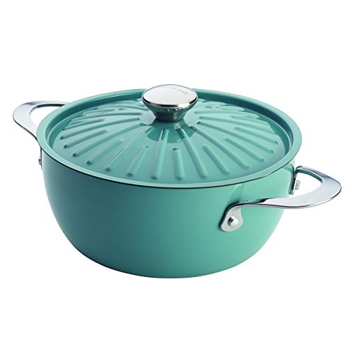Rachael Ray Cucina Nonstick Dish/Casserole Pan with Lid, 4.5 Quart, Agave Blue