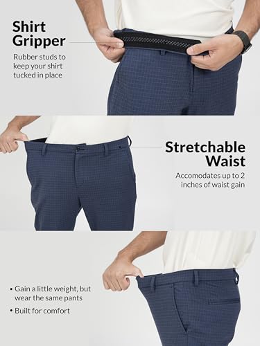 Image of The Pant Project Luxury PV Stretchable Casual Checks Pant for Men | Stylish Slim Fit Men's Wear Trousers for Office or Party