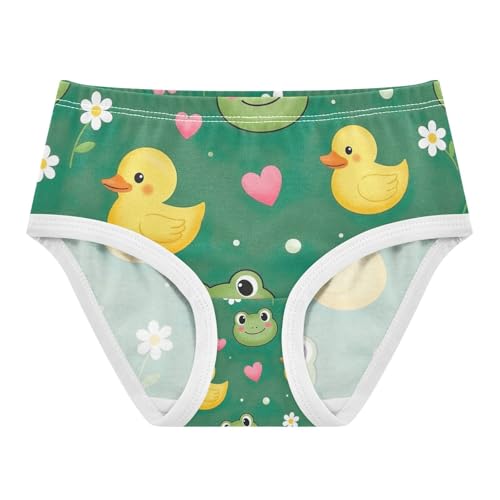 Cute Green Frog Underwear for Girls, Toddler Girl Briefs, Girls' Cotton Brief Underwear, 2–8 Years