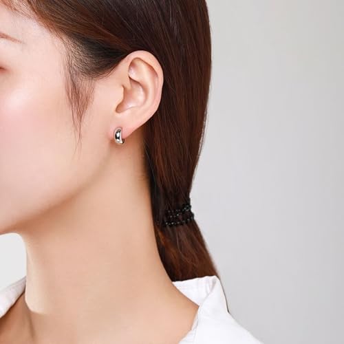 Argent 925 boucles d'oreilles clou à la finition polie miroir