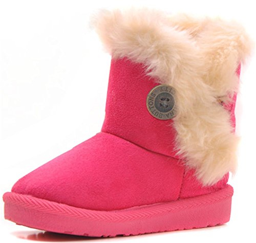 DADAWEN Baby's Girl's Boy's Cute Flat Shoes Bailey Button Winter Warm Snow Boots