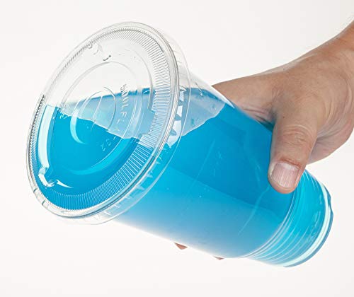 Image of Golden Apple Cup series, 32oz Clear Plastic cups with Flid lids with X hole 25sets