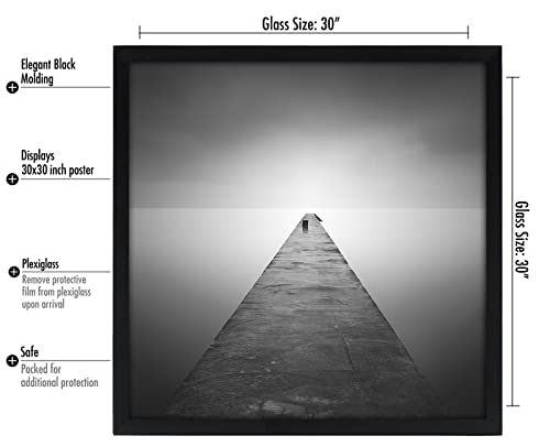 Americanflat 30x30 Picture Frame with Polished Plexiglass - Epic Collection - Square Picture Frame with Engineered Wood - Wide Photo Frames for Wall display - Black