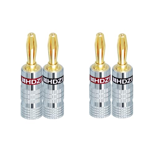 HHDZI Banana Plugs (2 Pairs), Connector with Aluminum Shell (Sliver)