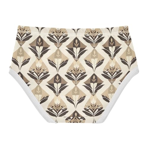 ZZKKO Vintage Geometric Brown Leaf Girls Underwear Toddler Panties for Girls Comfort Brief Size 2-8T2