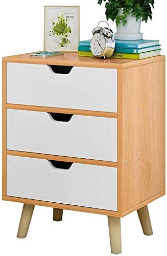 Mesita de noche genérica para dormitorio, mesita de noche Life con 2 cajones, mesa auxiliar de madera, mueble de noche, elegante unidad de almacenamiento, mesa auxiliar de madera/mesita de noche para