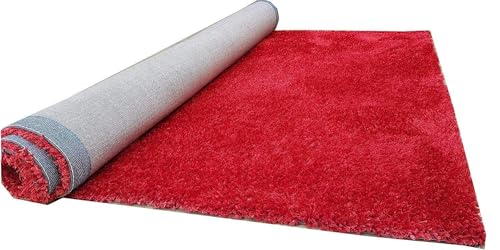 Image of Shaggy Carpet for Living Room 12X15 FEET Fluffy Plush Area Rug, Thick Fur Floor Carpet Modern Cozy Rug for Home Decor, Kids Room Bedside Hall, Durable Comfortable Shaggy Rug (RED,)