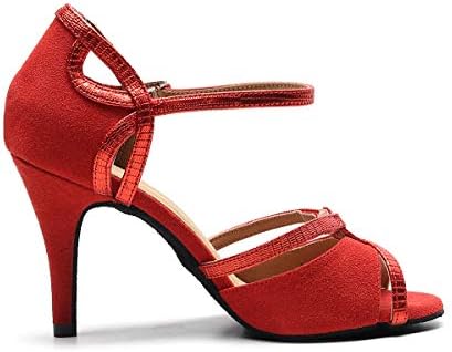 Goettin Professional Latin Dance Shoes Satin Salsa Dancer Shoes Ballroom Tango Dancing Shoes for Women with 3.5" Heel by FBA (US8) Red | Image 3