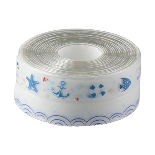 Image of FEIYING Kitchen & Bath 1.5 inch X 10.5' Transparent Oil-Proof Sealant Tape Decorative Self Adhesive Caulk Strip Tape Floor Wall Edges