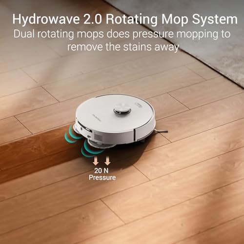 Image of MILAGROW iMap Max W300 ECO All in One Robot Vacuum & Mop 24000Pa Suction, 3.5 L Self Empty Dust Bag, Tangle-Free 2.0 Technology, Self Washing & Drying Mop, 5200 mAh Battery, App /Alexa (White)