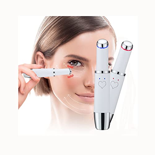 Fujiuia Eye Massager Heat & Cold Facial Massager Rechargeable Skin Lifting Machine for Relax Eye Dark Circles, Eye Bags, Wrinkles, Puffiness Under Eyes, White, One Size