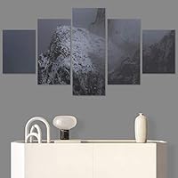 SIGNWIN 5 Panel Canvas Wall Art Snowy Tops for Home Decorations Ready to Hang - 60