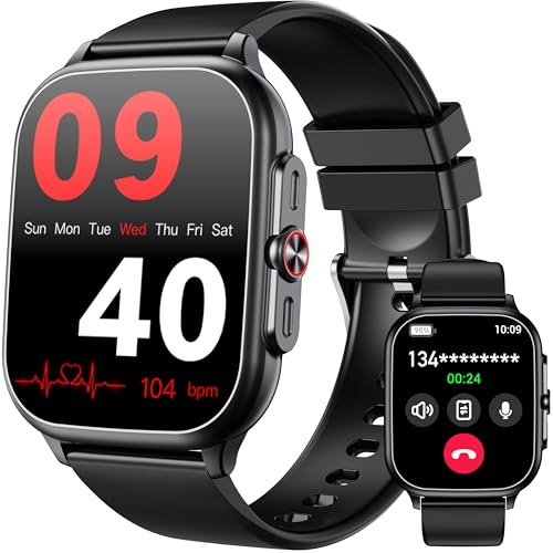 OUKITEL Smartwatch Herren Damen, Fitness Tracker mit Bluetooth Anrufe 1,91 Zoll HD Display, IP68 Wasserdicht Fitnessuhr 100+ Sportmodi mit Herzfrequenz Schrittzähler Schlafmonitor SpO2 für Android iOS