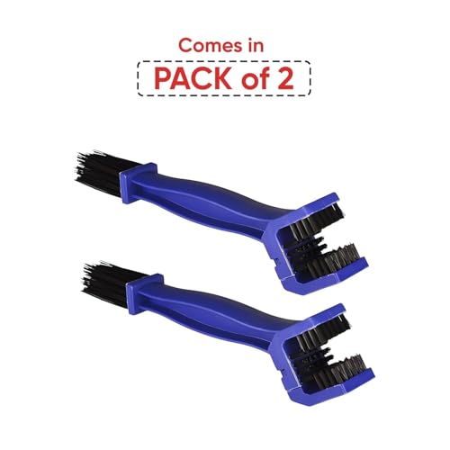 Image of Bike Chain Cleaning Brush Pack of 2 | Chain Cleaner Tool for Motorcycle, Bicycle & Scooter Chain, Sprocket and Gear Cleaning (Black & blue)