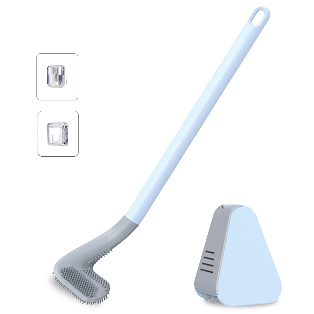 Bathroom Toilet Bowl Brush Toilet Cleaning Brush Kit with Soft Long-Handled Bristles Clean Easily and Holder Set for Bathroom Plunger Silicone Cleaner