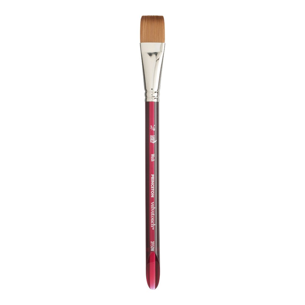 Princeton Velvetouch Artiste, Mixed-Media Brush for Acrylic, Watercolor & Oil, Series 3950 Wash Luxury Synthetic, Size 3/4