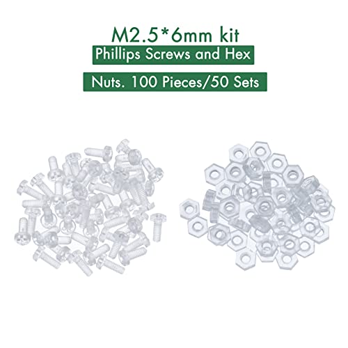 Pzsmocn 100 Pieces/50 Sets M2.5 * 6 mm PC Transparent Plastic Cross-recessed Round Head Screws and Hexagonal Nuts Kit - Image 3