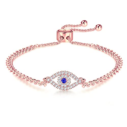 Apsvo Evil Eye Bracelet for Women Trendy Rose Gold Third Eye Bracelet Dainty Protection Jewelry Pulseras de Mal de Ojo Turco Para Mujeres