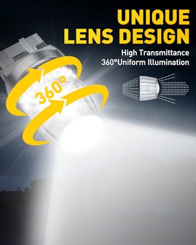Image of AUXITO 7440 7443 LED Bulb White Reverse Lights, 700% Brighter 7441 7444 T20 992 WY21W LED Bulbs with Projector for Backup Reverse Parking Tail Brake Signal DRL Marker Light, Pack of 2