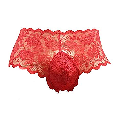Sissy Pouch Panties Men's Silky Lace Bikini Briefs G-String Underwear Sexy for Men
