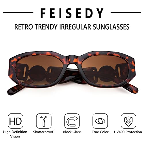 Image of FEISEDY Retro Trendy Rectangle Sunglasses Women Men Narrow Shades B2322 | |Vintage Shades |UV400 Protection |Blocks Glare |Women & Men |Comes With A Storage Case
