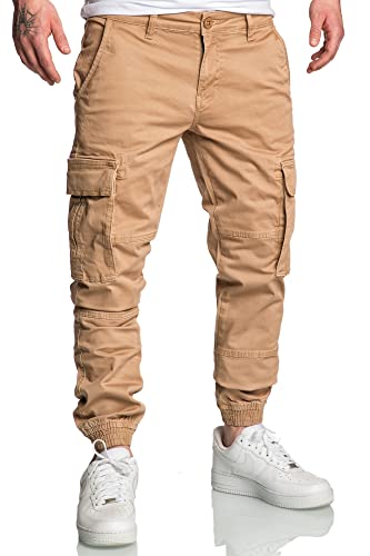 REPUBLIX Herren Jogger Cargo Chino Jeans Hose R7020 Beige W32