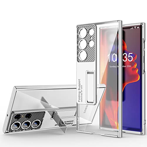 DAKORIE for Samsung Galaxy S23 Ultra Clear Case with Stand Phone Case Camera Protection Shockproof S23 Ultra Kickstand Case - Sliver