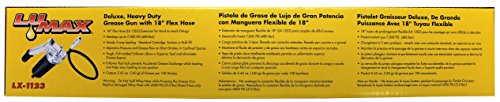 Lumax Lx-1123 Black Heavy Duty Deluxe Lever Grease Gun With 18" Flex Hose And Coupler. For Professionals Who Demand A Better Grease Gun For Day-In And Day Out Service. #TOP2