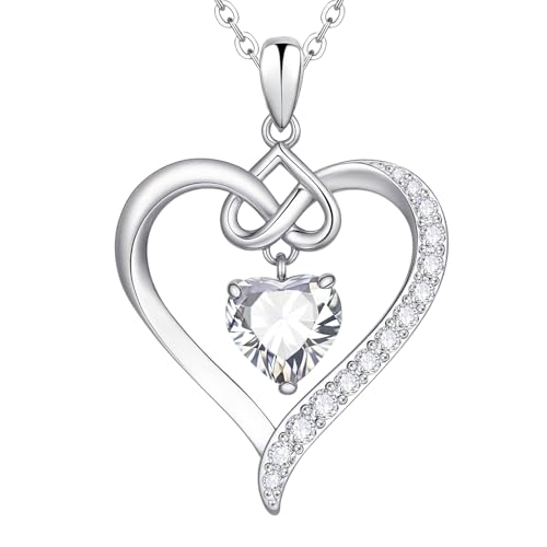 MPRAINBOW Collier Femme Coeur Argenté Cadeau - Pendentif Bijoux Fete Femmes